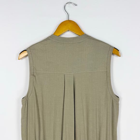 Vince Women's Linen Blend Cargo Shift Midi Dress Medium Sandbar Beige - Picture 8 of 14